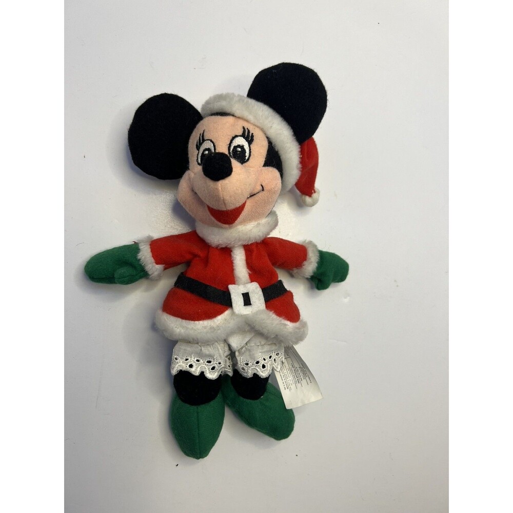 The Disney Store Exclusive Santa Minnie 9" Mini Bean Bag Plush NWOT